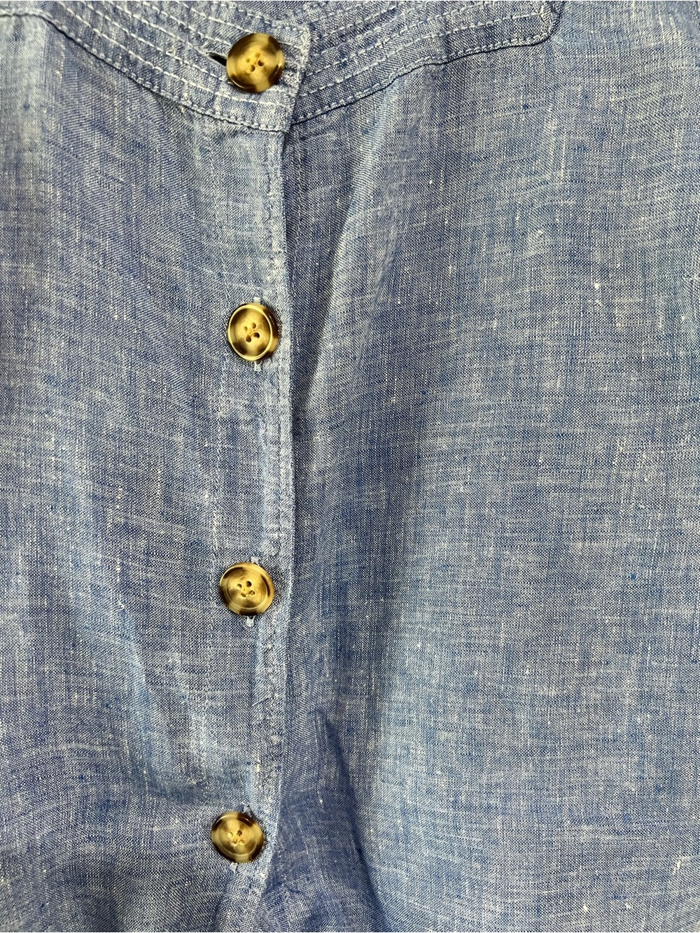 Talbots Chambray Puff-Sleeve Tie-Hem Blouse - Picture 2 of 5